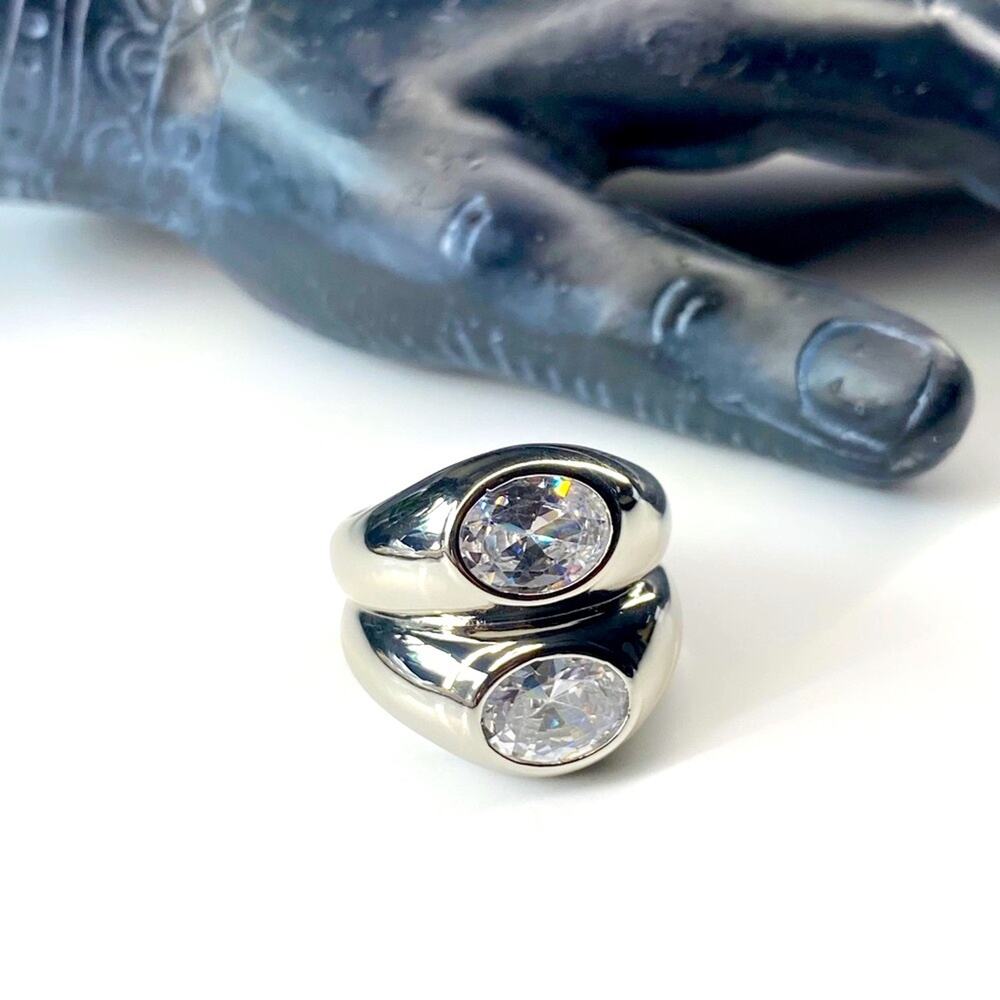 NEW Silver Mirroring Rhinestone Statement Ring - Picture 11 of 12
